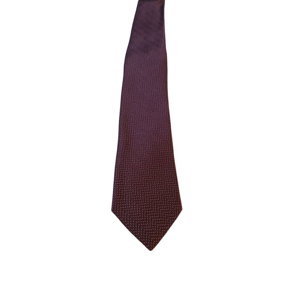 Jhane Barnes‎ Luxury Mens Burgundy Gray Two-Toned Geometric 100% Silk Necktie